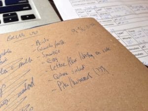Every day I was allowed two, 10-minute trips upstairs, so throughout each day I made a list of what to get on my trips.